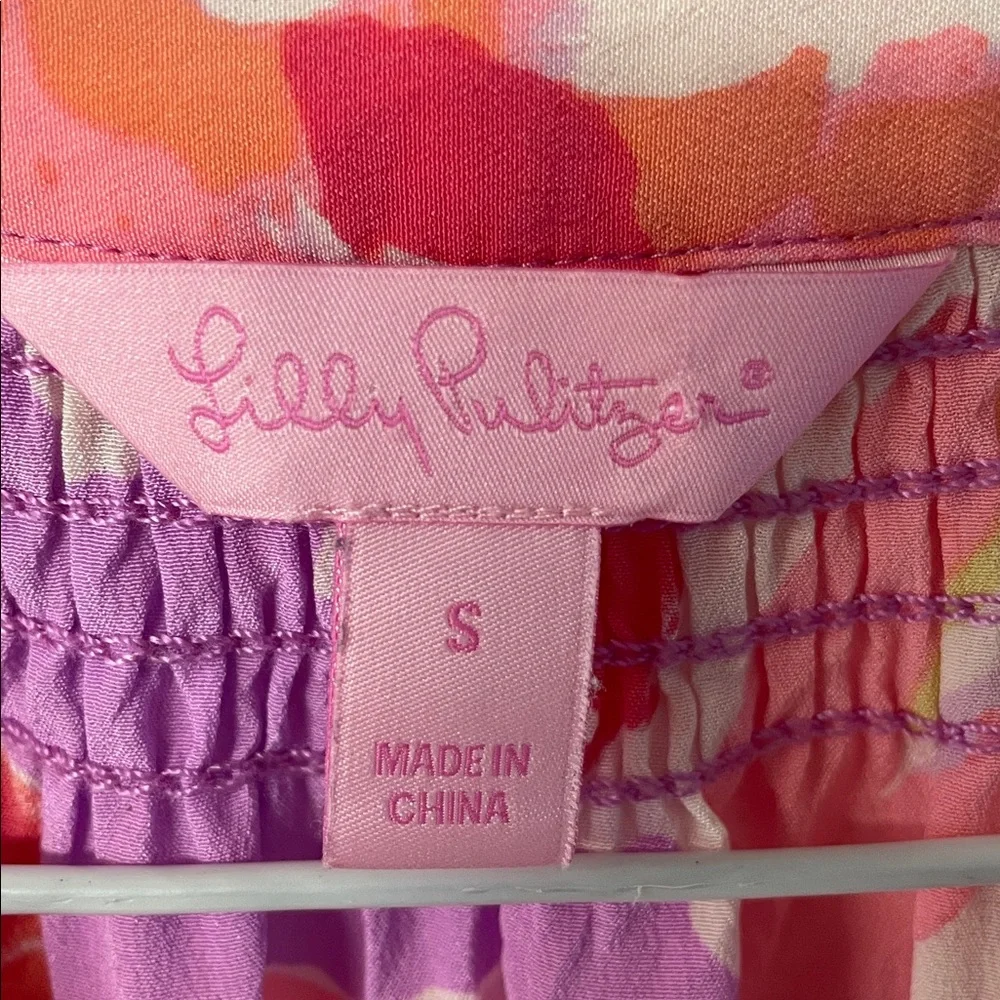 Lilly Pulitzer Elsa Silk Pink Floral Blouse women’s size S - Picture 3 of 13